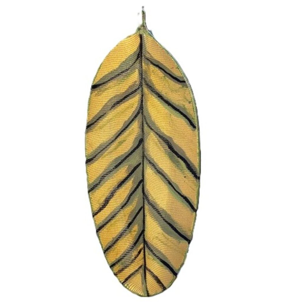 Leaf Decorative Tray Gold Color Platter Jewelry Trinkets Home Decor 16 x 6.5 in